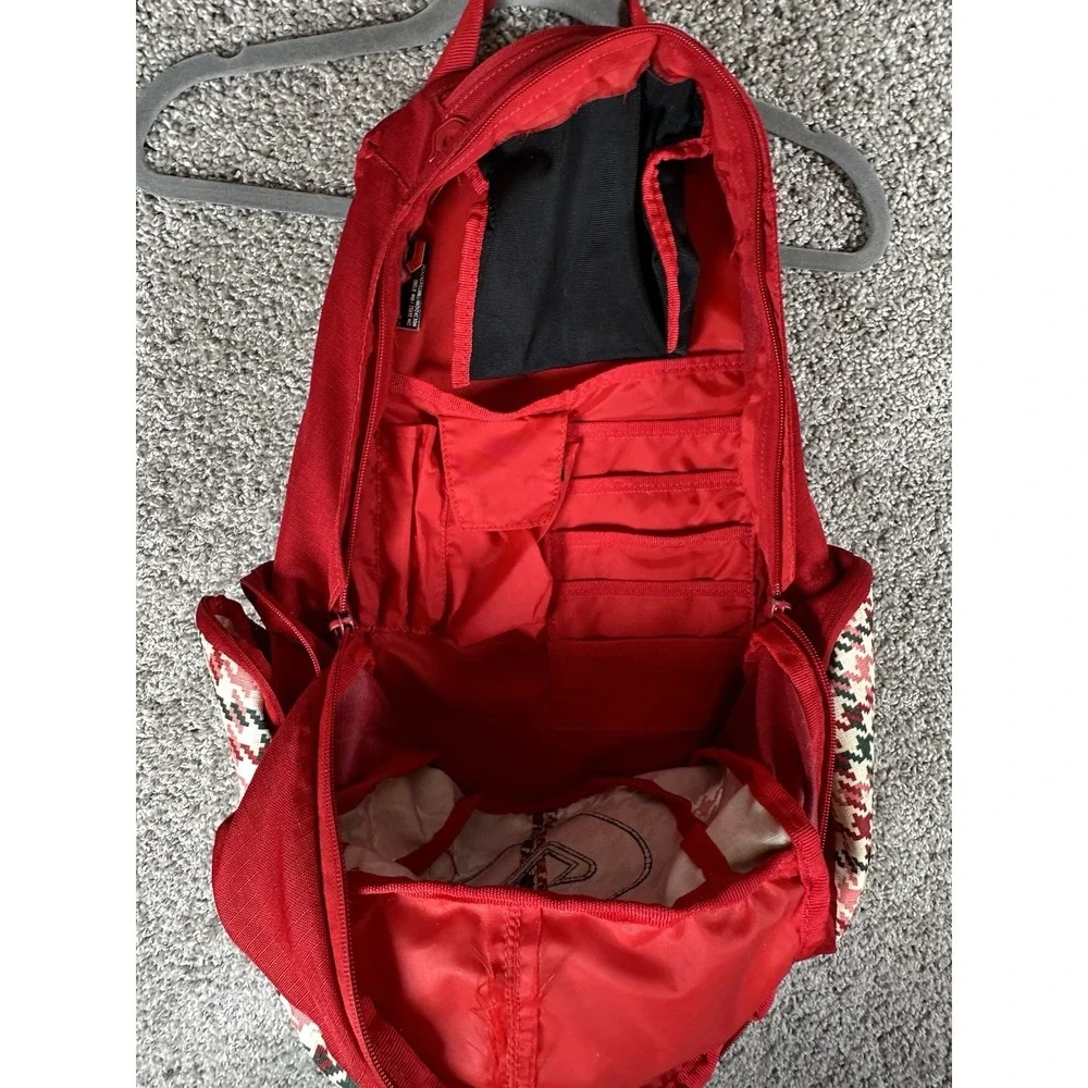 Burton‎ Red Houndstooth Backpack Padded Straps School Bag Laptop Snowboard